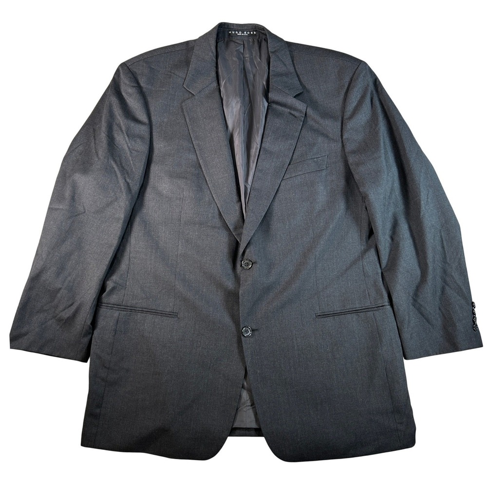 Hugo Boss Galilei Sigma Mens 46R Gray Super 100 Virgin Wool 2 Button Suit Jacket